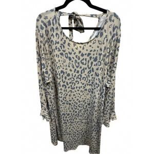 NEW MIIN women's scoopneck tie back dress in cheetah